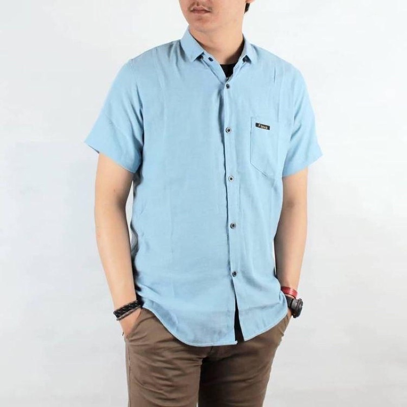 KEMEJA HEM PRIA LENGAN PENDEK MOTIF POLOS PREMIUM QUALITY