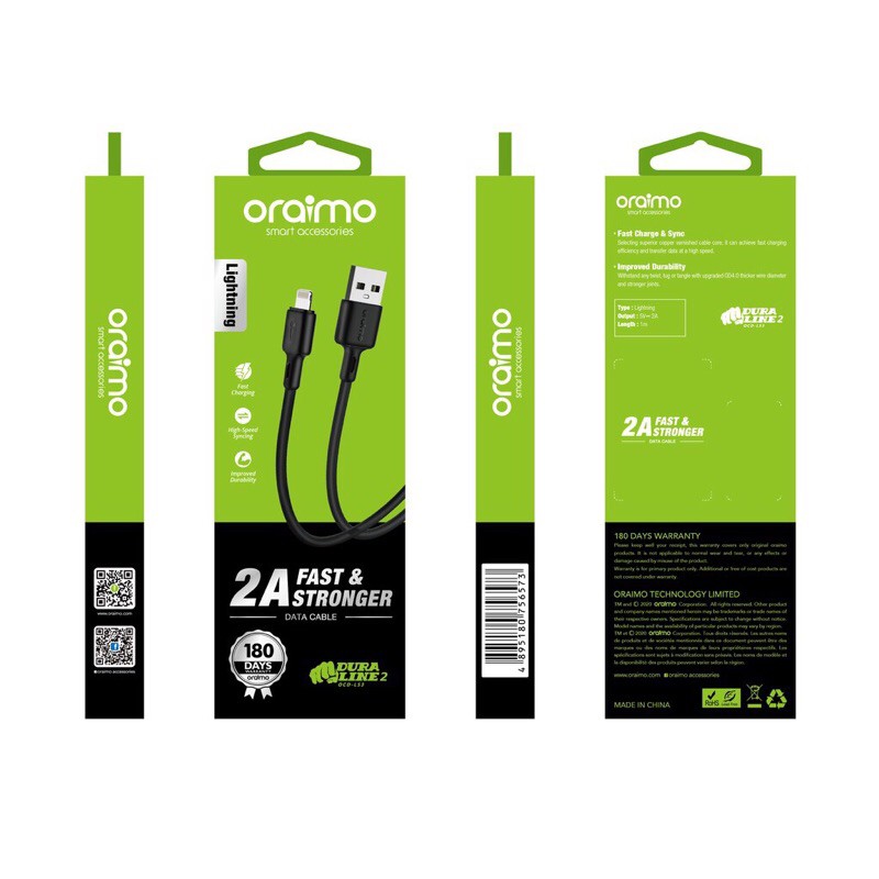 Oraimo OCD-L53 Kabel Data Iphone Lightning USB Data Cable Fast Charging 1 meter - Garansi 1 Tahun