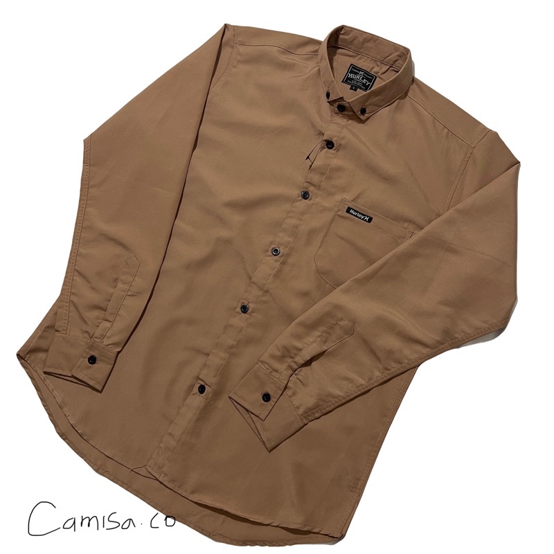 KEMEJA POLOS PRIA LENGAN PANJANG WARNA MOCCA HEM PRIA KATUN LENGAN PANJANG PREMIUM QUALITY BAJU KEME