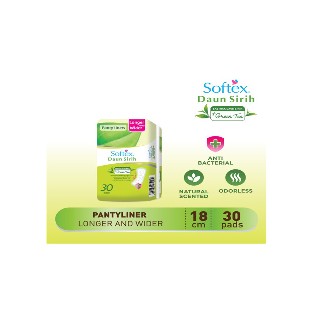 Softex Daun Sirih + Green Tea Pantyliner Longer and Wider 30s