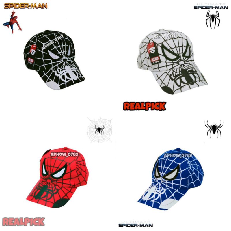 Topi anak laki-laki karakter spiderman bordir - topi anak