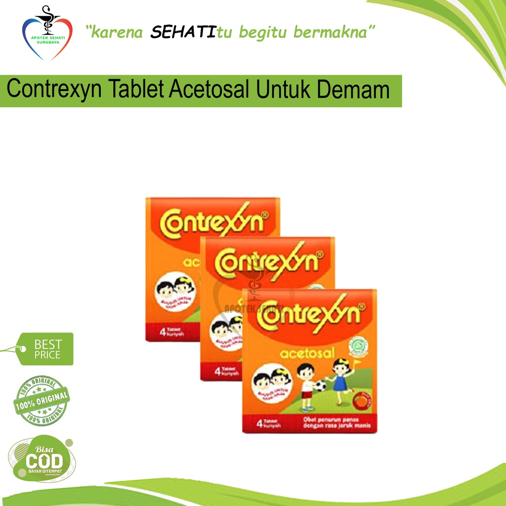 Contrexyn Paracetamol Obat Demam Anak Bayi 3 Varian Syrup Drops Tablet Contrexin Acetosal