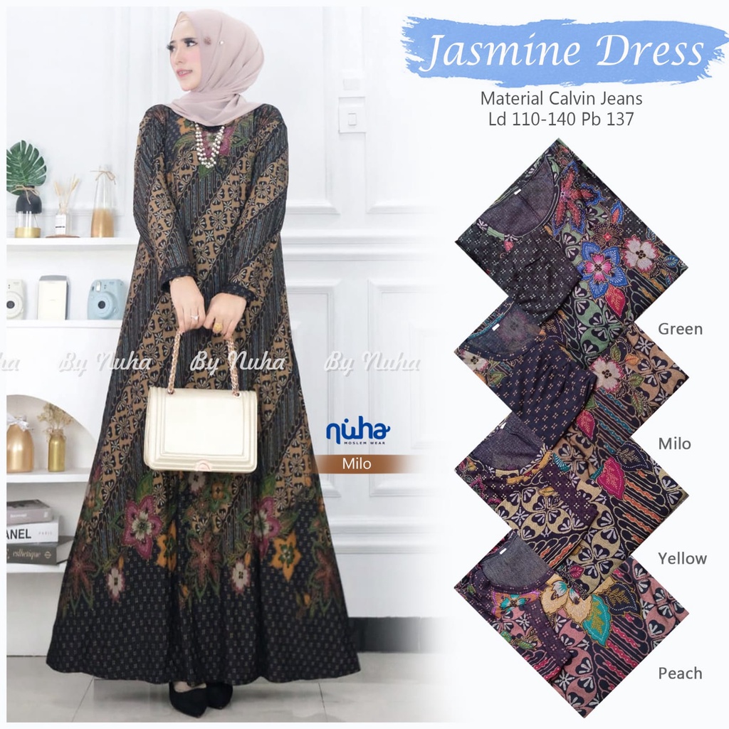 Jasmine Baju Gamis Harian Super Jumbo Ld 120 130 140 Gamis Big Size XXXXL Motif Batik Modern