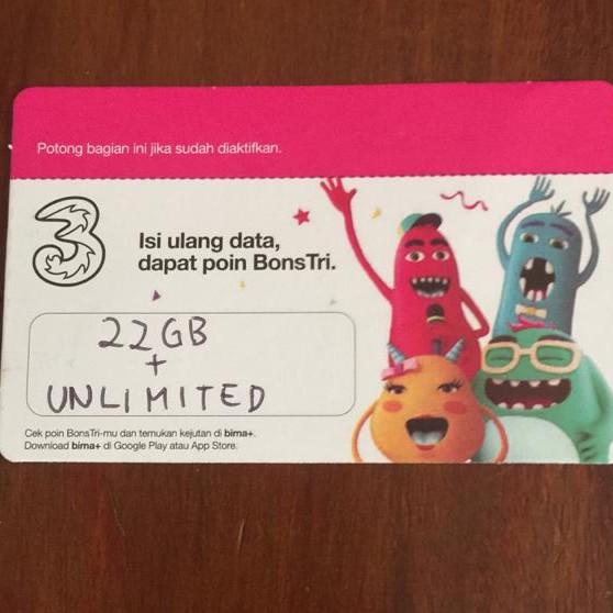 VOUCHER TRI 22GB UNLIMITED