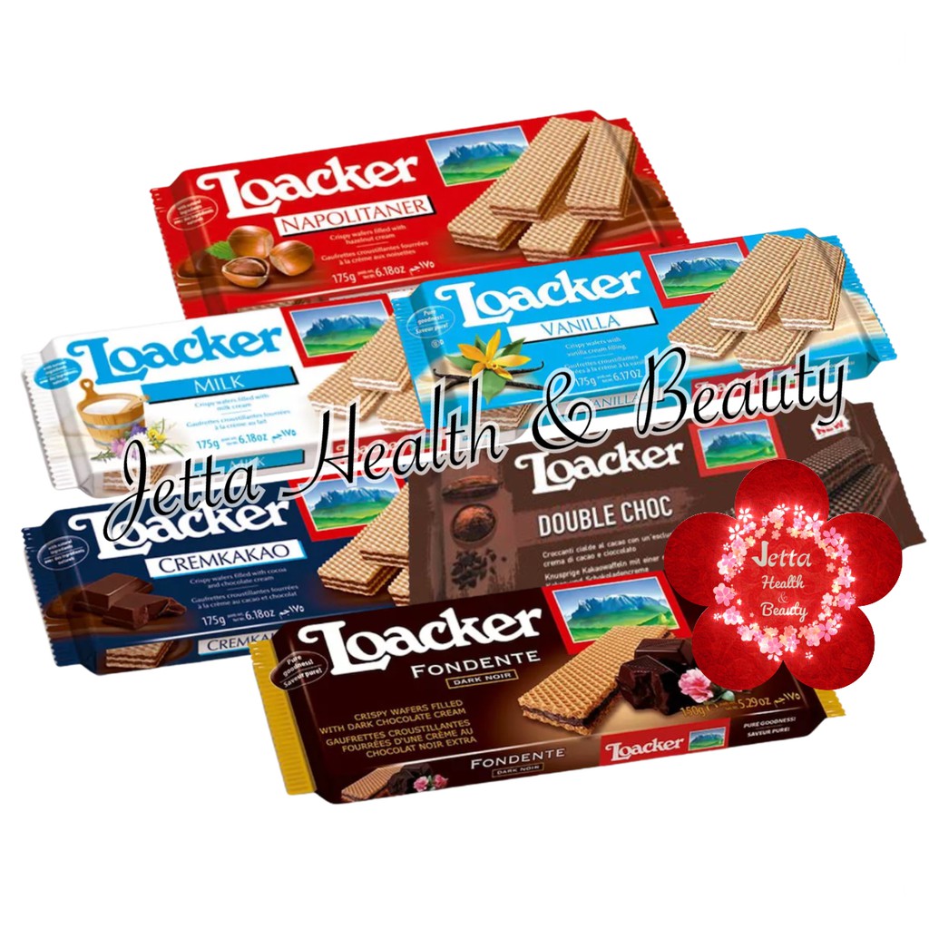 

Loacker Classic Wafer Napolitaner Vanilla Milk Cream Kokoa Fondente Dark Noir Chocolate 175g 150g