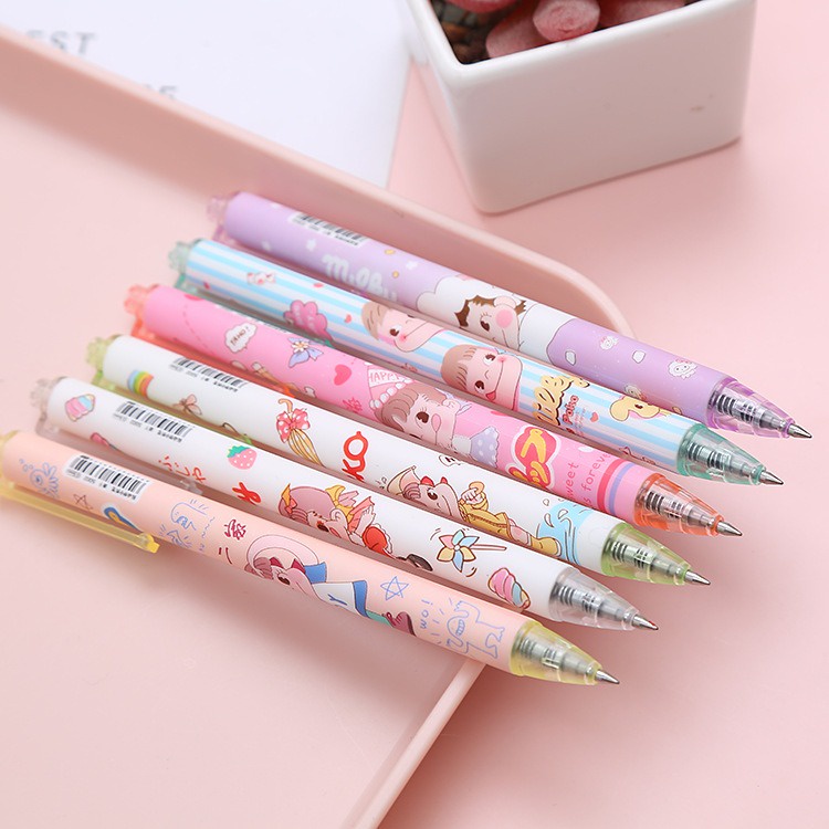 OVERFLOWS.ID Pulpen Mekanik Milky Warna Pastel Bolpoin Lucu Murah Import Pen Karakter