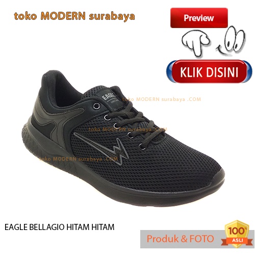 EAGLE BELLAGIO HITAM HITAM sepatu pria sepatu casual sneakers tali ringan