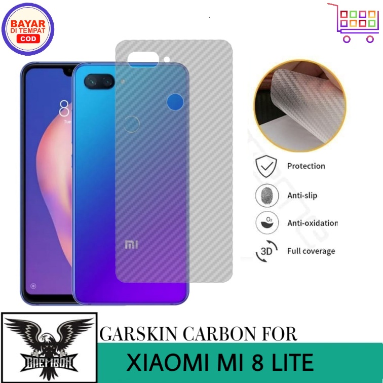 PROMO GARSKIN XIAOMI MI 8 LITE ANTI GORES BELAKANG PREMIUM ANTI LENGKET BEKAS LEM