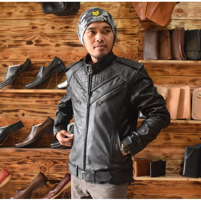 Jaket kulit pria Garvis Korean Style 01 hitam