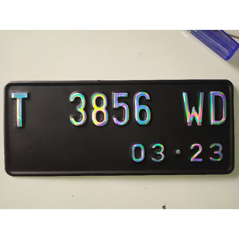 stiker CUSTOM PLAT NOMOR motor hologram 2pcs