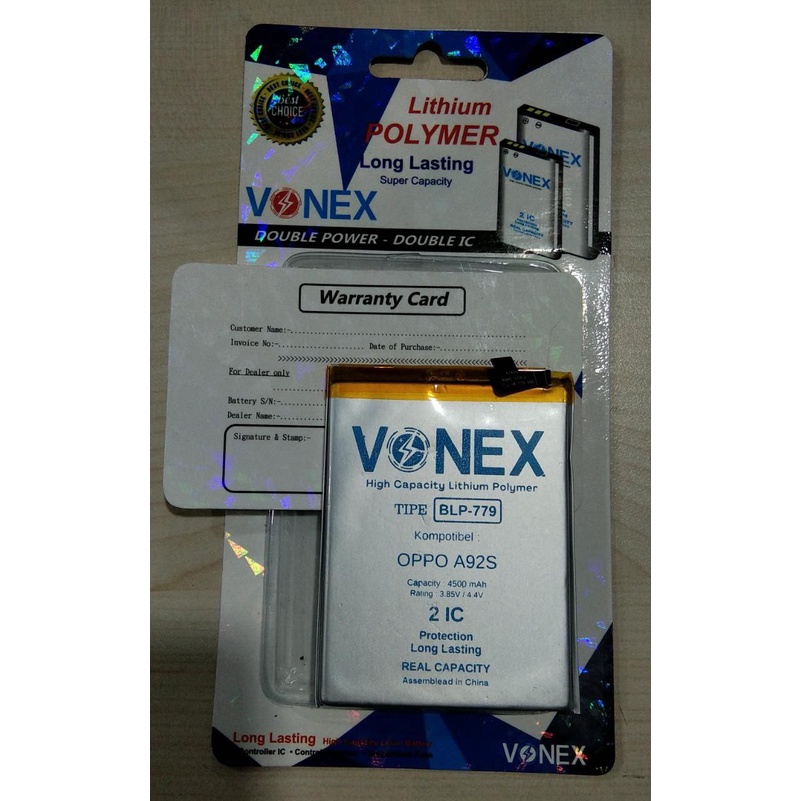 Baterai Double Power Oppo Reno 4F BLP-779 HP Vonex Original Baterai Double Power Oppo A92s BLP-779 H