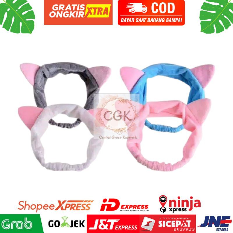 BANDANA BLUDRU MASKER KUCING WARNA RANDOM LUCU IMPORT / HEADBAND FACIAL BANDO MASKERAN