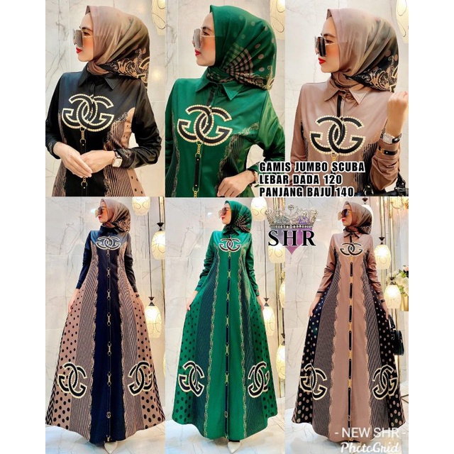 NEW!! READY!! MAXI DRESS SCUBA JUMBO PRINT LD 120 /140 ORI SHR 100%-3