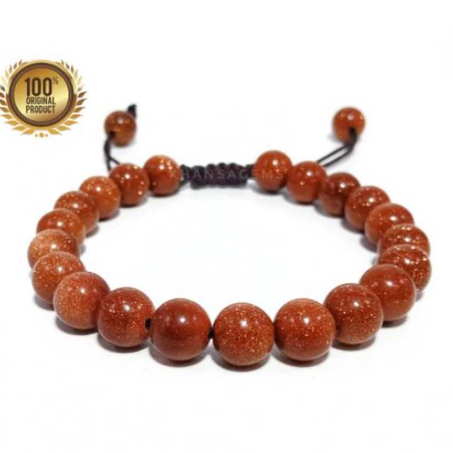 Gelang Batu Pasir Emas Aneka Diameter 6mm 8mm 10mm Model Shambala dan Elastis