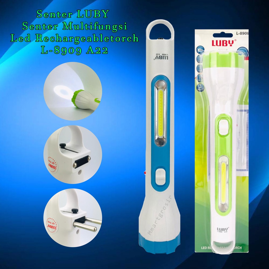 Senter LUBY / Senter Multifungsi / Senter Led Rechargeabletorch / L-8909 / A22