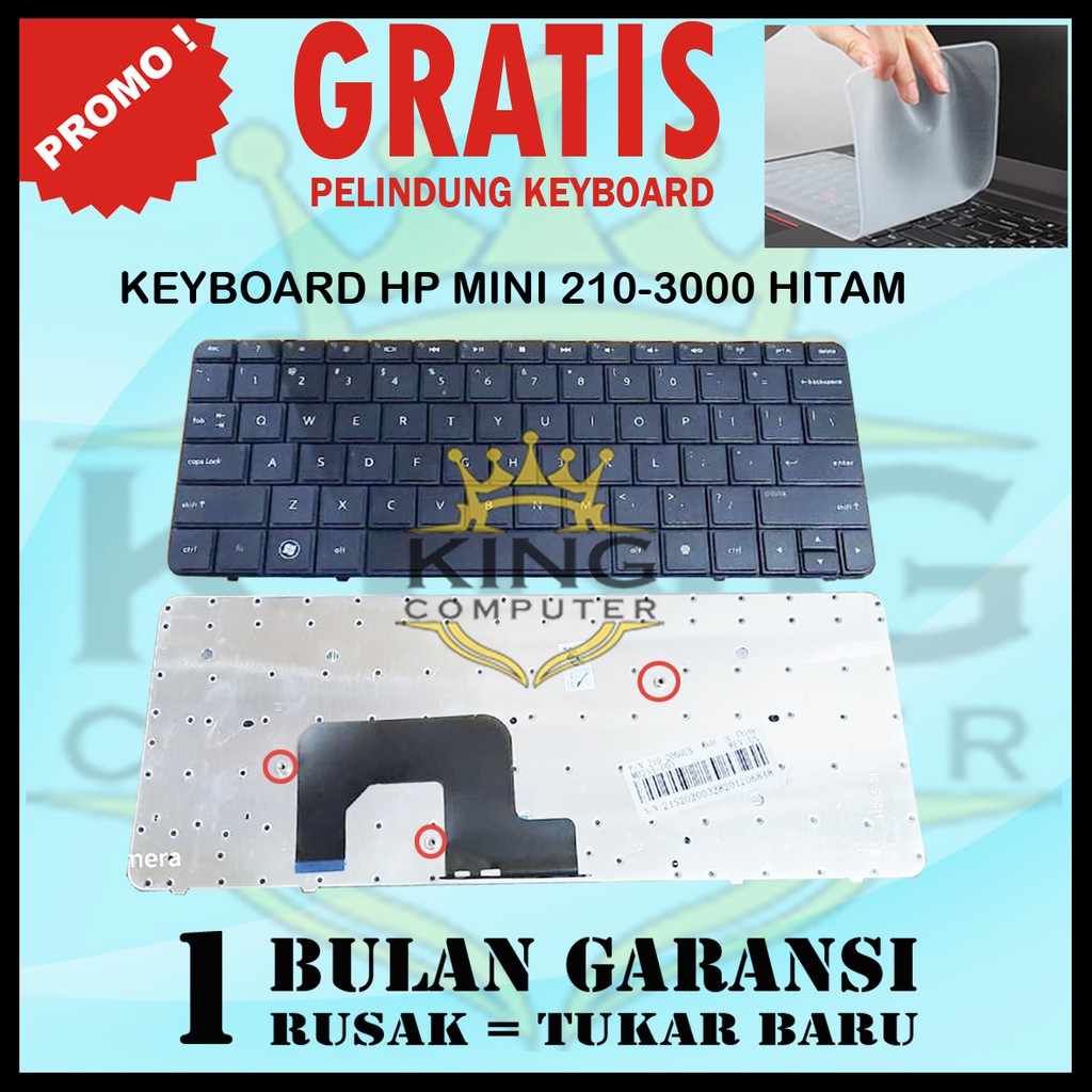 Keyboard HP Mini 110-3500 HP Mini 110-3505 110-3530 110-3600 210-3000 Hitam