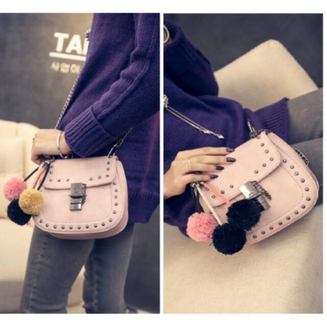 TAS RANTAI MINI BULU IMPORT BAG FASHION REMAJA