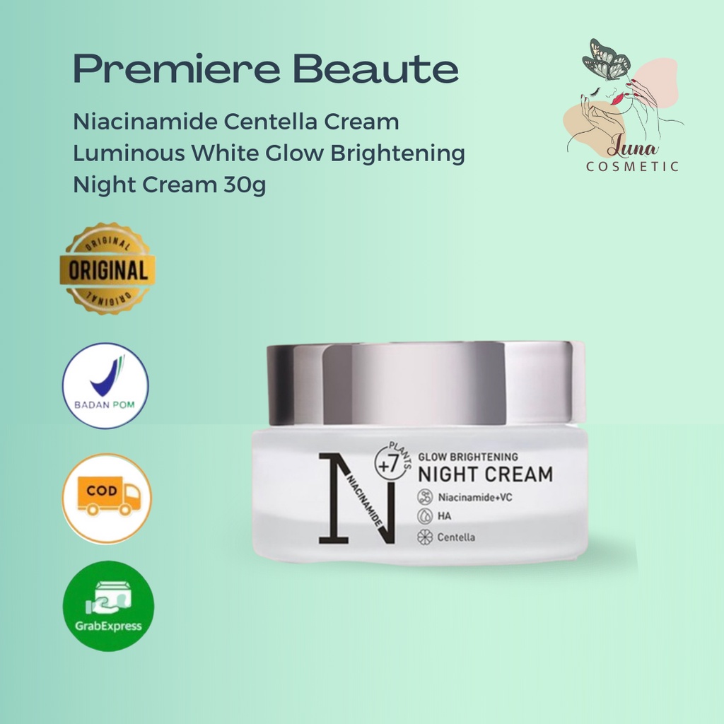 Premiere Beaute Luminous White Glow Brightening Night Cream 30g | Krim Malam