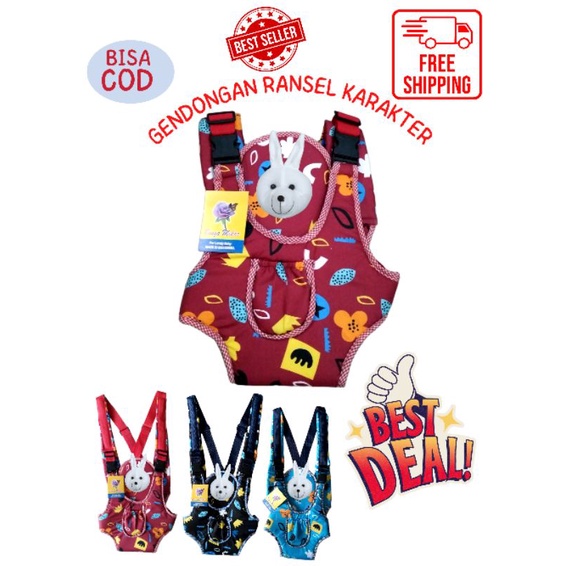 Gendongan bayi / gendongan baby / gendongan ransel motif karakter lucu/ gendongan ransel karakter variasi boneka lucu