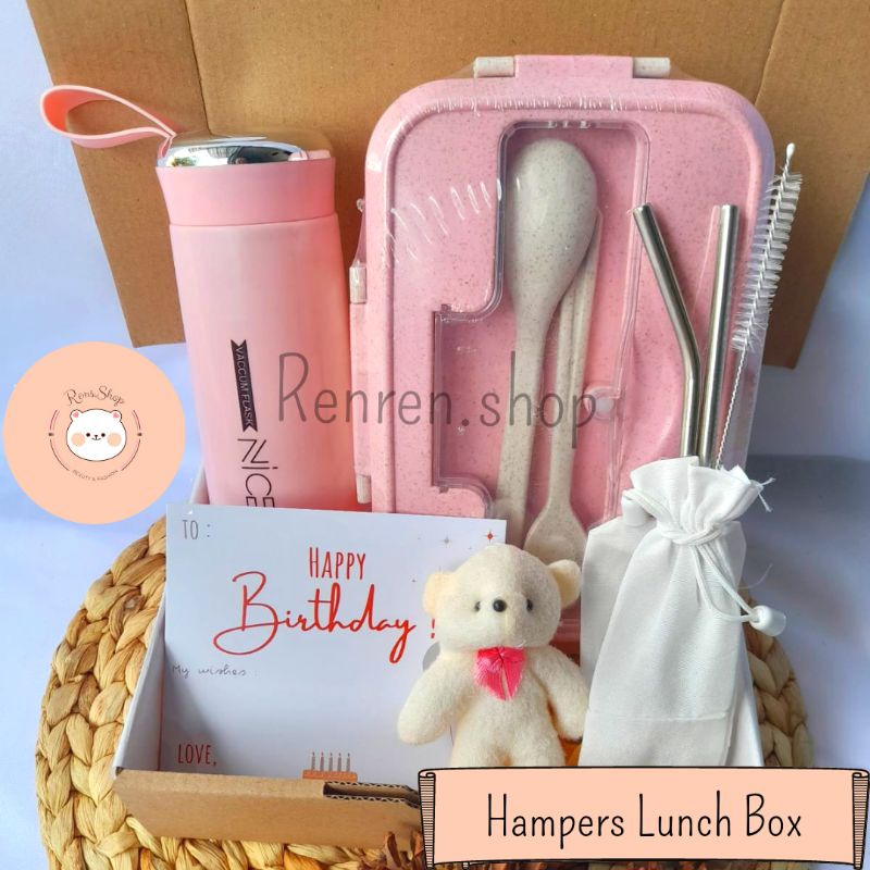 Ready - Hampers Lunch Box Set Hampers Kotak Makan Hampers Tumbler Kaktus Kado ulang tahun cowok cewek premium