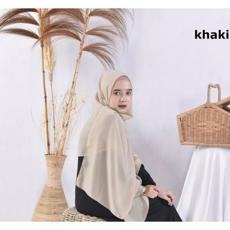 Pashmina Bella Bahan Pollycotton Premium Grade A Pasmina Pasminah Fasmina Murah-Khaki