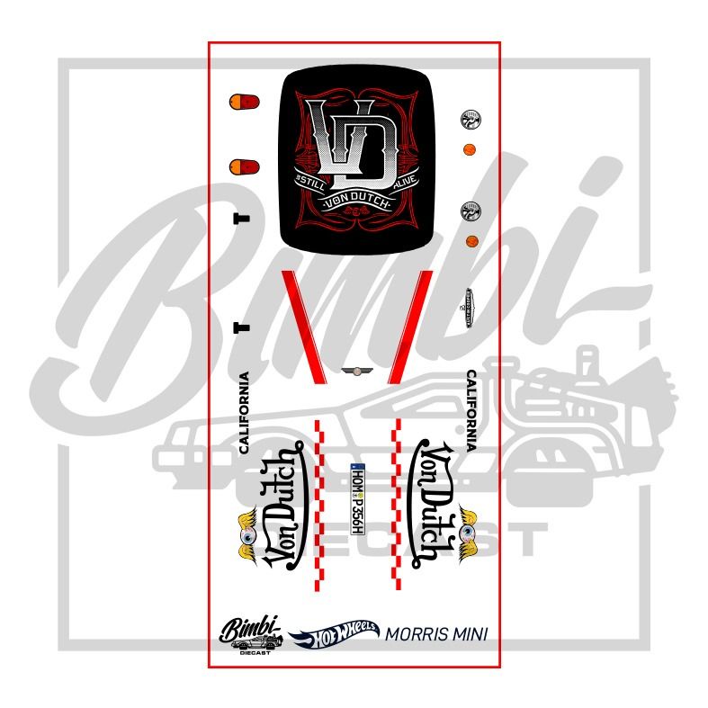 Decal von dutch morris mini custom diecast hotwheels