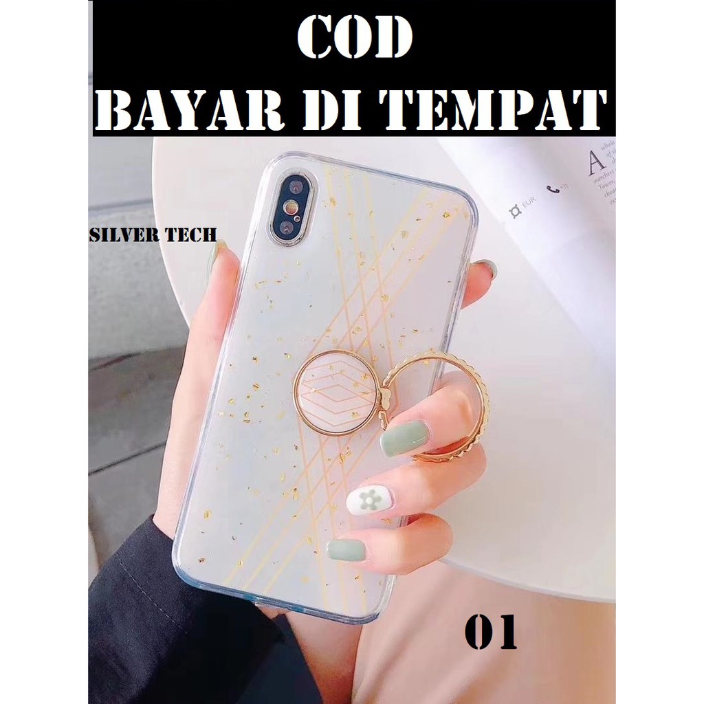 SOFTCASE EPOXY GLITTER + RING SAMSUNG A01 / A11 / A21 / A31 / A51 / VIVO Y50 / VIVO Y30