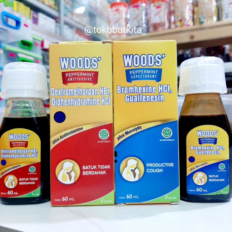 

[BATUK KERING / BERDAHAK] WOODS PEPPERMINT EXPECTORANT BIRU / ANTITUSSIVE MERAH / BATUK DAHAK SERAK GATEL TENGGOROKAN NYERI LEHER BENGEK RADANG