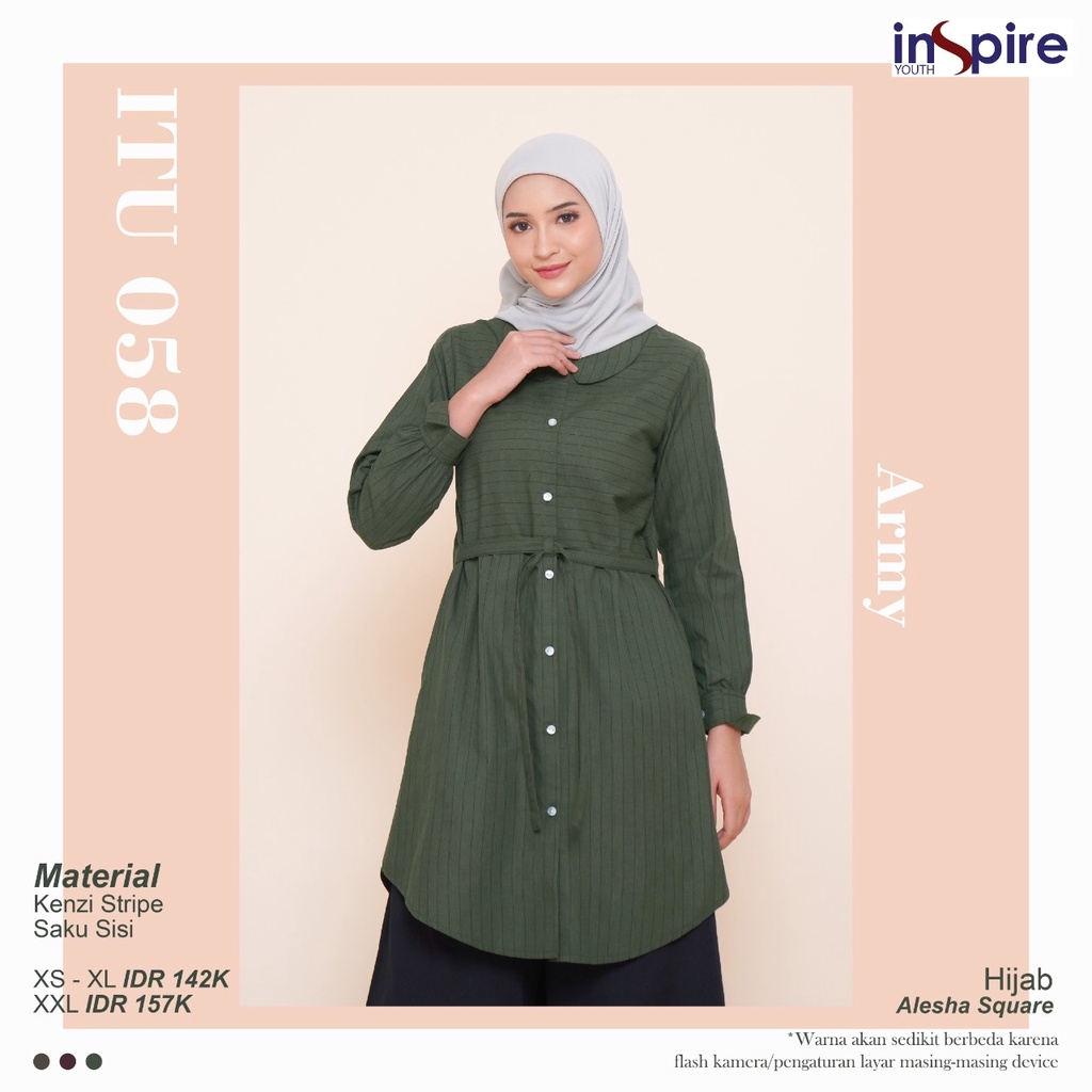 Inspire ITU 58 Tunik wanita Bahana Kenzie Stripe Atasan muslimah terbaru baju remaja masakini