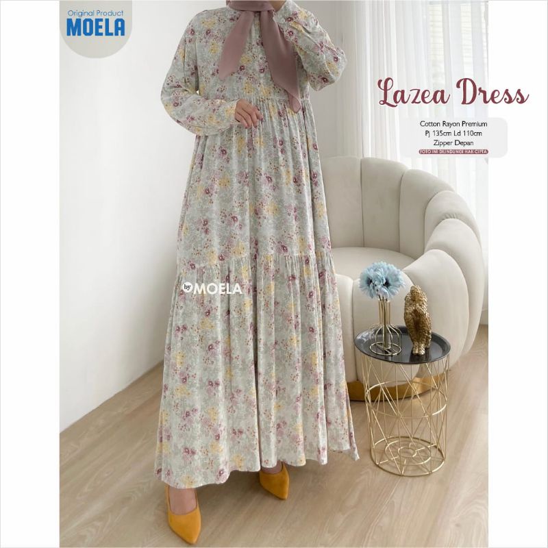 Lazea Faya Meva Hibia Dress Gamis Jumbo Allsize Busui Premium Catton Rayon Original Ori Moela Berlabel-7