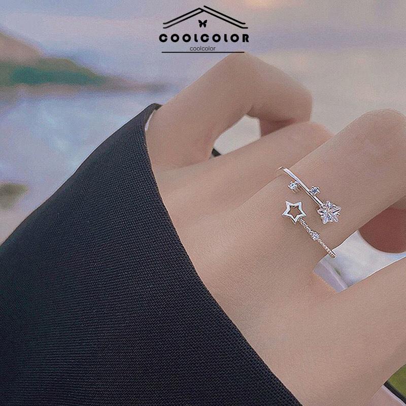 COD Cincin Kupu-Kupu Berlian Flash Cincin Jari Telunjuk Fashion Wanita Sederhana- cl