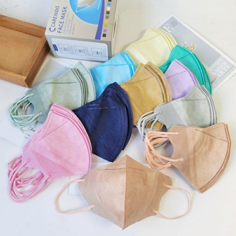 Masker Careindo Duckbil Garis Campur Warna 1 Box isi 50pcs | Duckbill Mask 1Box 50 pcs