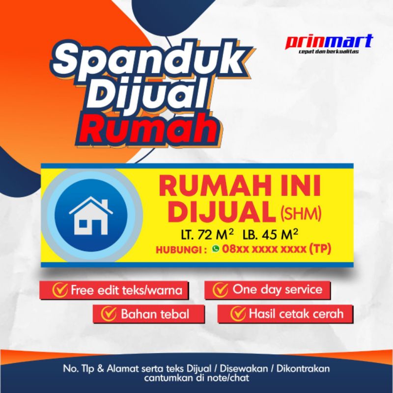 Spanduk rumah dijual Banner flexy china 280gsm Spanduk tempat disewakan murah terjangkau kualitas ti