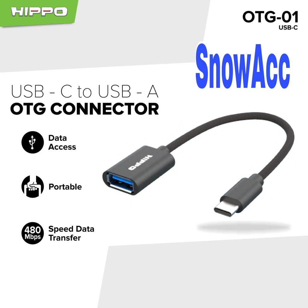Hippo OTG TYPE C kabel Konektor OTG Type C to USB - A Plug & Play OTG-01