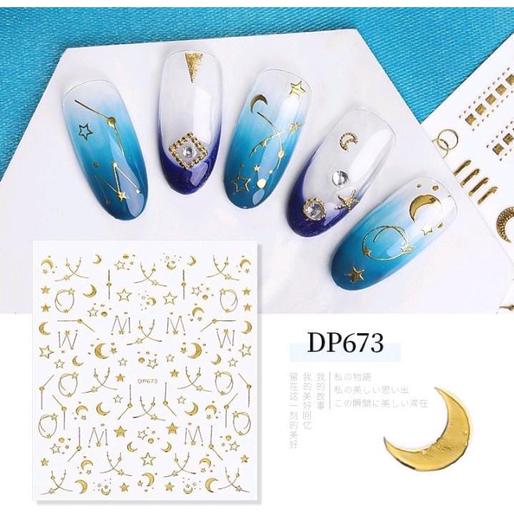 GALAXY MOON SUN STICKER BEE NAIL ART / SIKER KUKU BULUAN BINTANG NAIL / KUKU