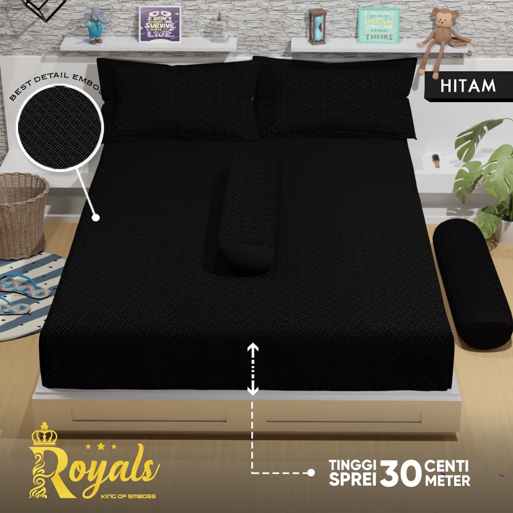 Royals Sprei Jacquard Emboss Uk 160/180 - Hitam