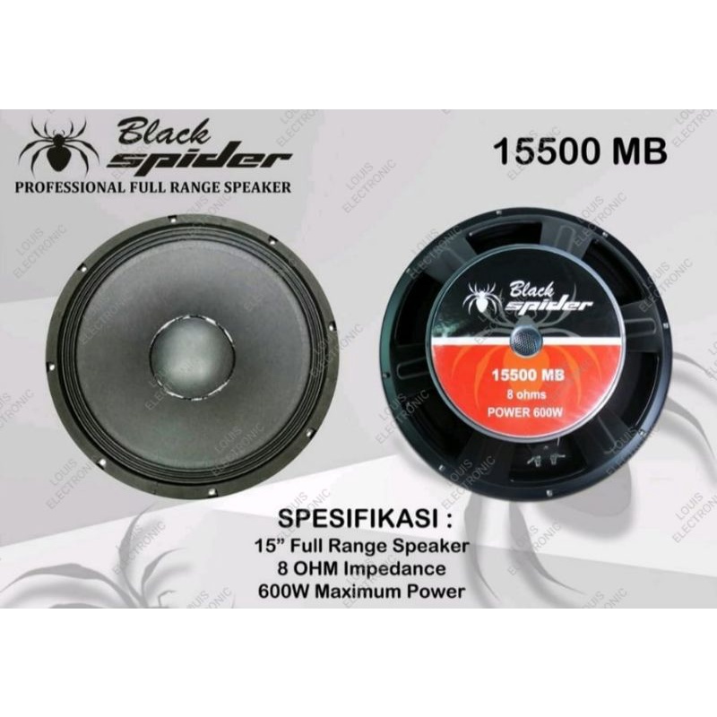 Speaker Woofer Black Spider 15500 MB 15 Inch ORI Komponen Black Spider 15500MB 15" Full Range