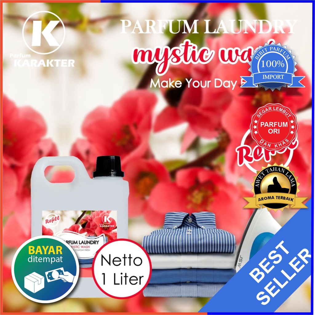 Parfum Laundry Mystic Wash 1 Liter | Pewangi Laundry Pakaian Harum Wangi Tahan Lama | Bisa Cod | Terlaris