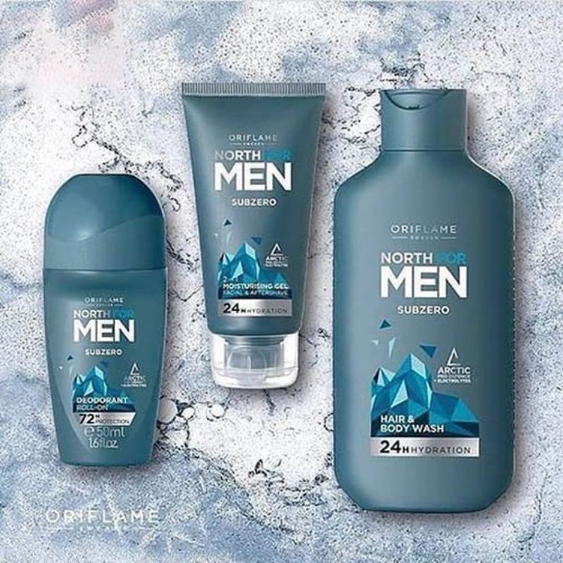 North for Men Subzero Hair &amp; Body Wash / Deodorant Roll On / Moisturising Gel