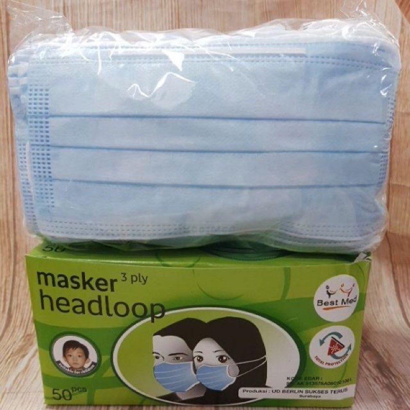 Ready!! Masker Bestmed Earloop Headloop 3 Ply Repack