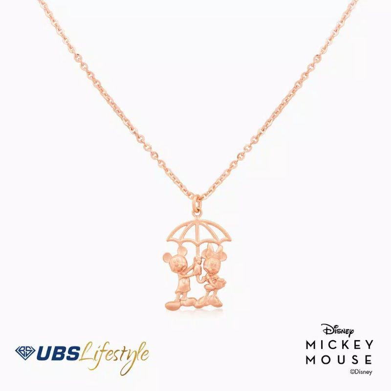 KALUNG EMAS UBS DISNEY MICKEY & MINNIE MOUSE - 750 ROSE GOLD - KKY0214