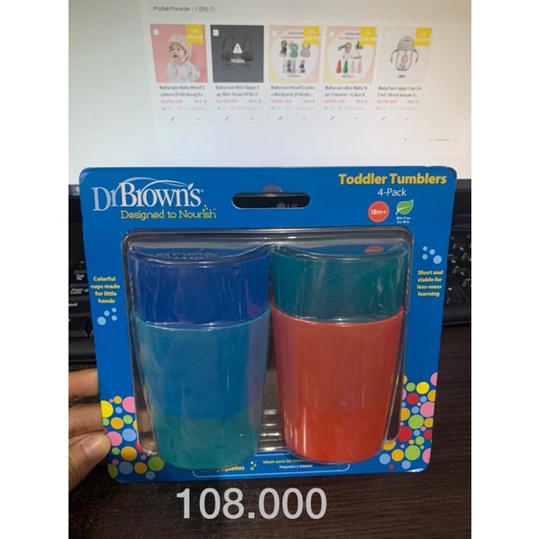 Dr.Brown's Toddler Tumblers/Gelas minum bayi isi 4 Pcs TF018