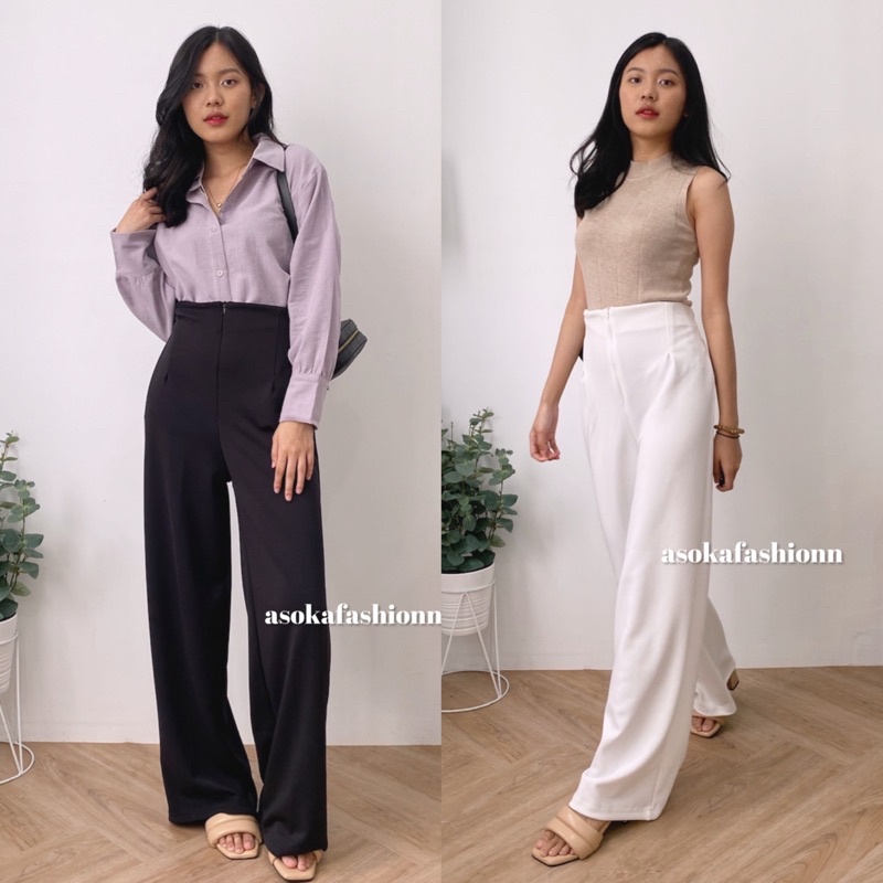 ASOKA Hana Highwaist Cullote Pants - Celana Kulot Highwaist Celana Wanita