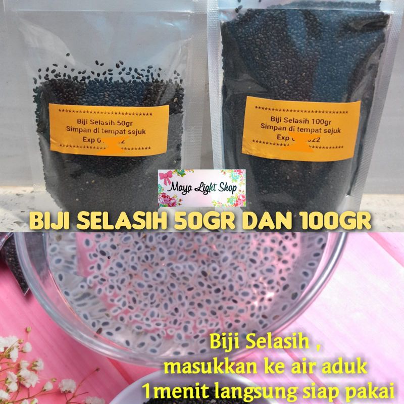 

selasih 50gr 100gr biji basil seed mirip chia topping drink minuman sehat menu diet fiber