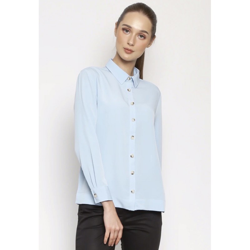 KEMEJA WANITA BIRU VALINO ORIGINAL BRANDED MURAH