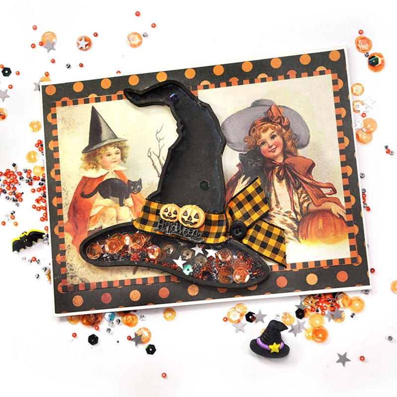 Cetakan Stensil Cutting Dies Motif Topi Penyihir Halloween Bahan Metal Untuk Scrapbook / Craft DIY