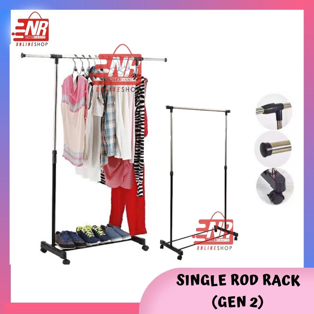 Rak Serbaguna Single Rod Rack / Rak Gantung / Gantungan Serbaguna / Rak Baju