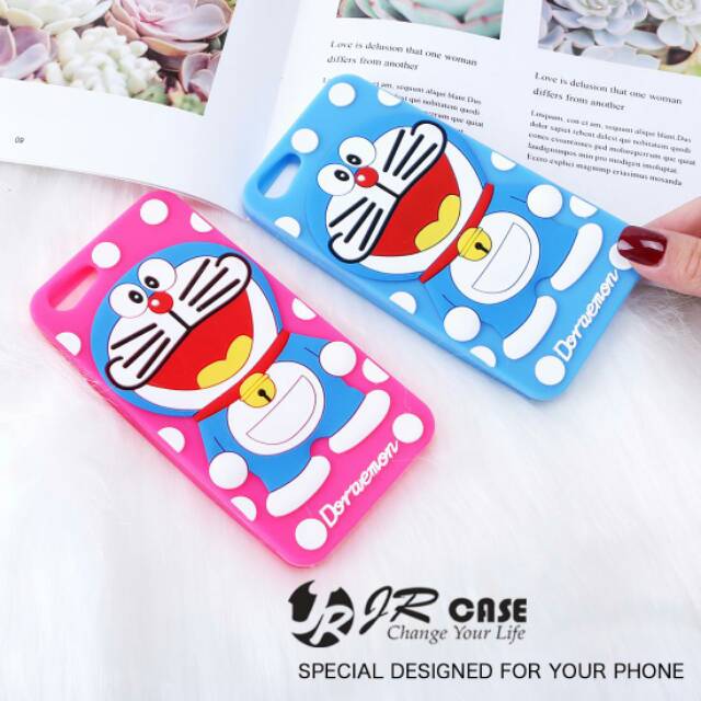 XIAOMI REDMI5PLUS SILIKON 3D RUBBER CASE DORAEMON POLKADOT