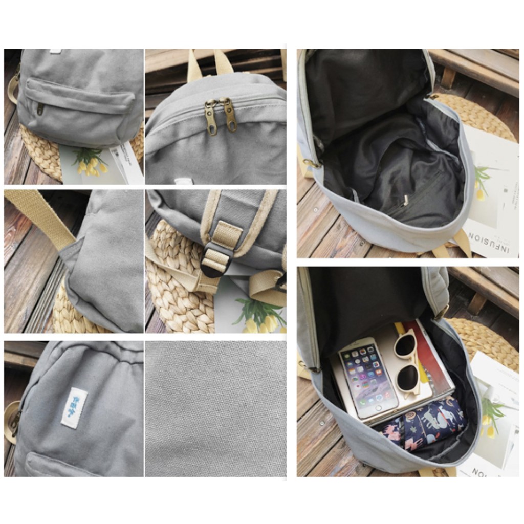 WYK47 Tas Ransel Multifungsi Backpack Modern Kanvas Simple Colour Murah Impor TKM