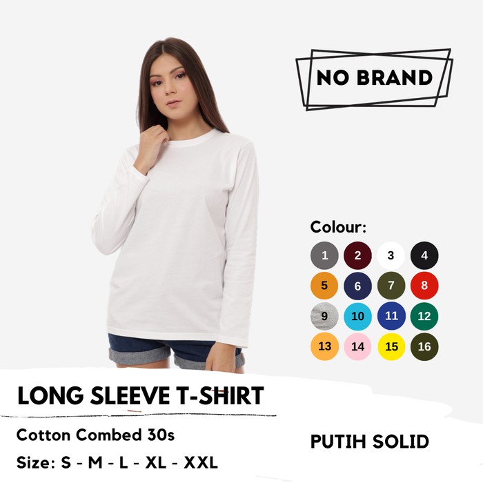  KAOS  POLOS  WANITA LENGAN  PANJANG  SOFT COTTON COMBED  30S  